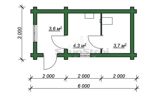 3×6 м Оцилиндрованное бревно  фото 1