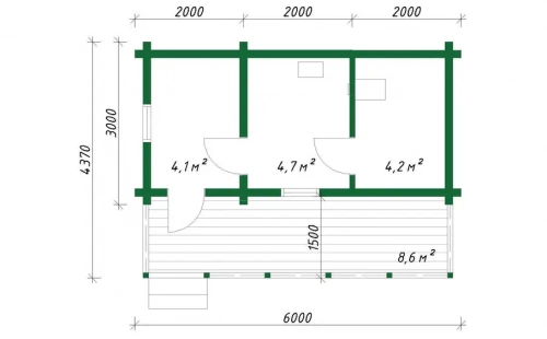 3×6 м Каркасная баня с террасой фото 1
